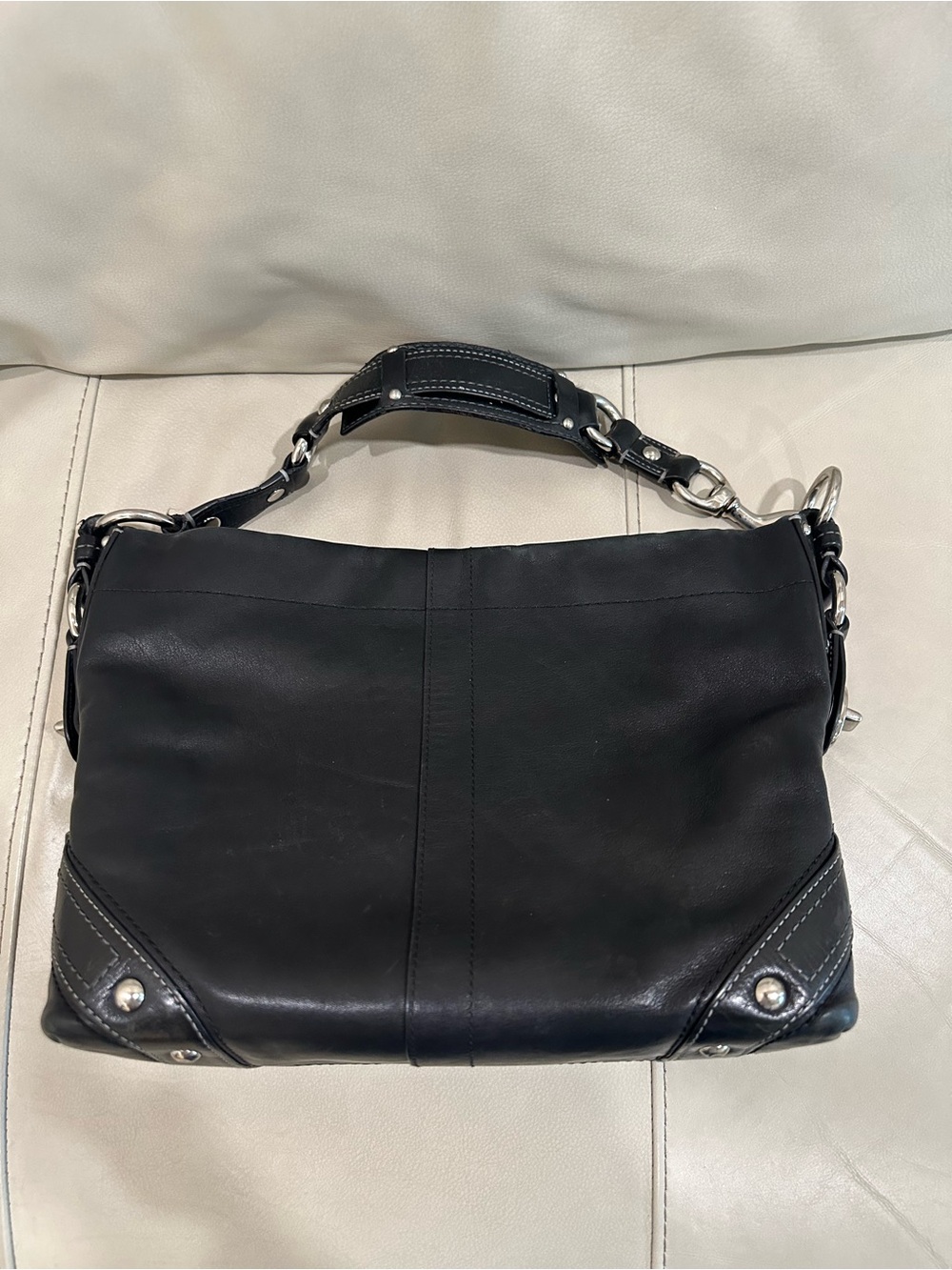 Vintage Coach Carly Black Leather Hobo Shoulder Bag. - Picture 6 of 16